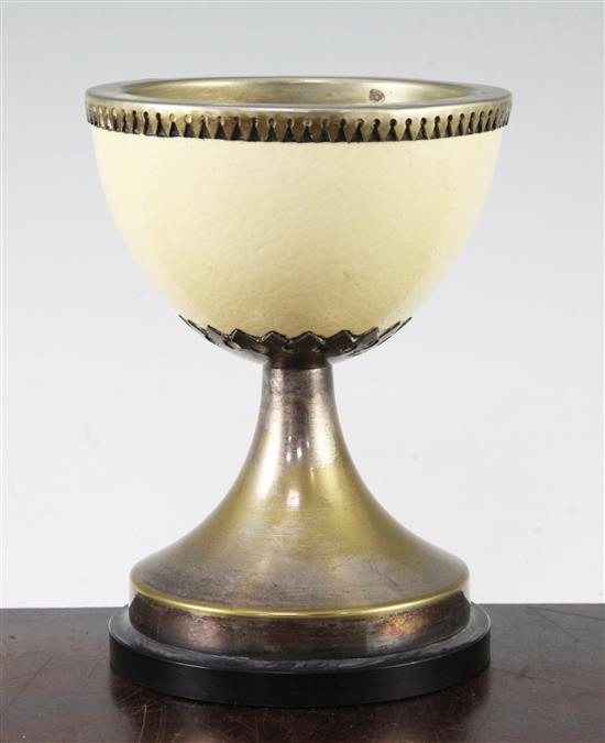 Anthony Redmile. An ostrich egg goblet, 6.75in.